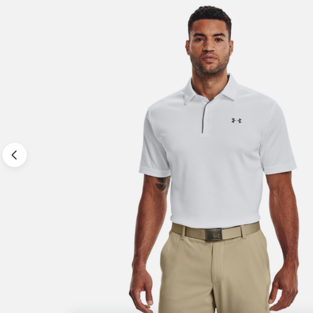 Under Armour Loose Heatgear Solid White Casual/Golf Polo Men's M